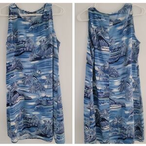 Notations Clothing Co Vacation Beach Blue Patterened Dress XL